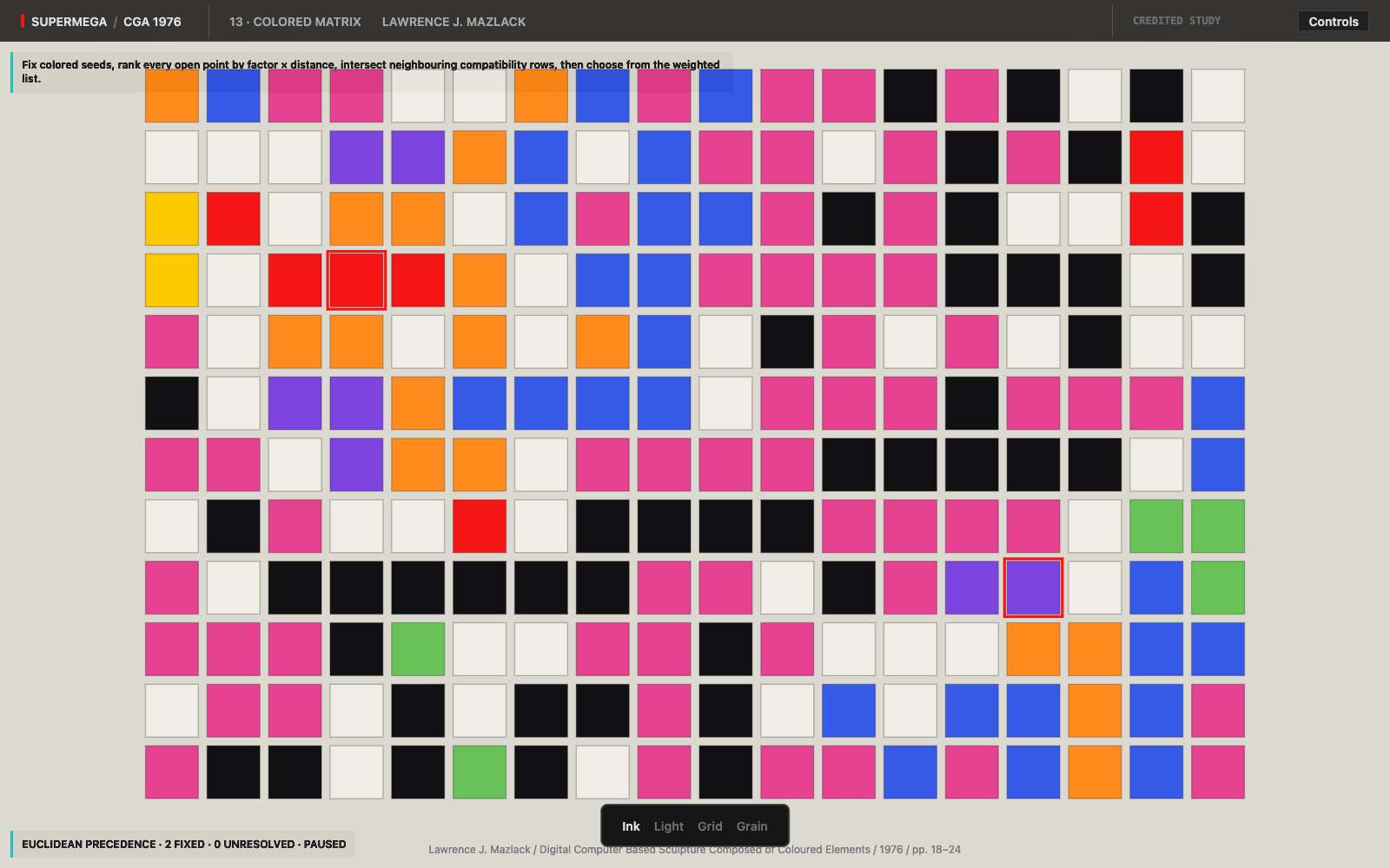 Generated colored matrix growth field