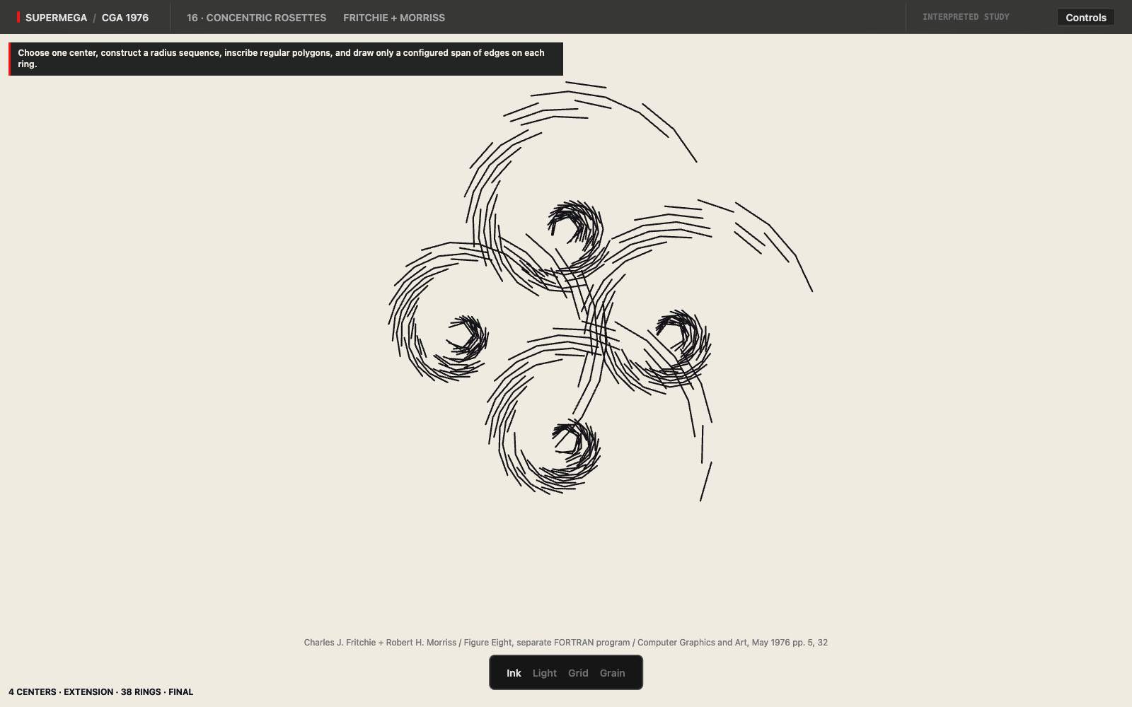 Generated concentric polygon rosettes