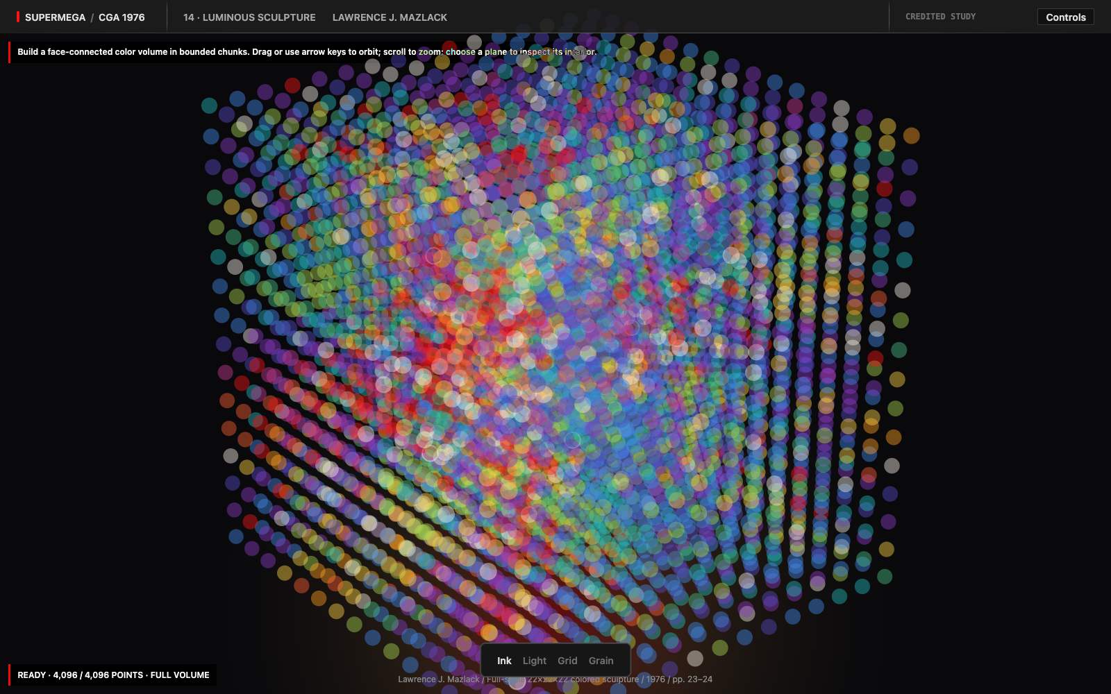 Generated luminous colored volume