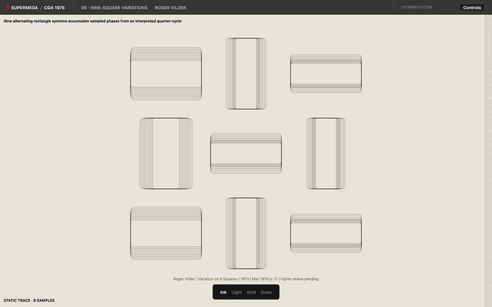 Generated nine-square rectangle study