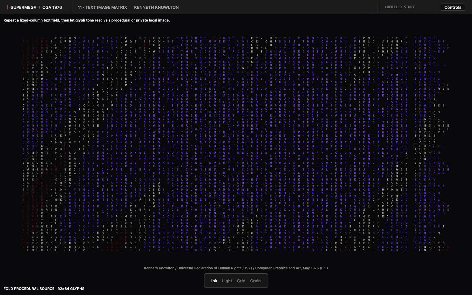 Generated text image matrix